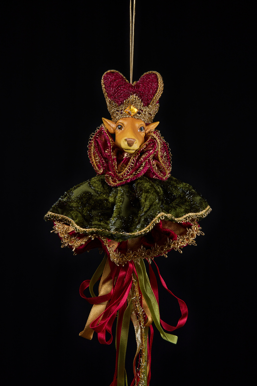 Елочная игрушка Олень 15х43см ChristmasDeLuxe бордовый