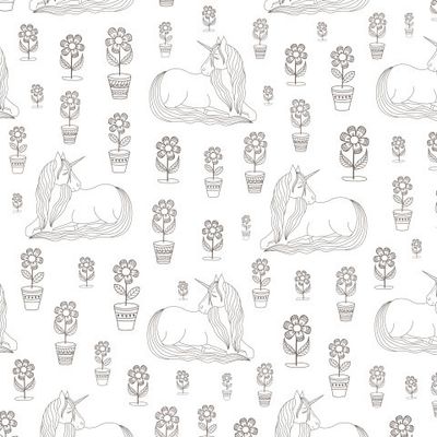 cute pattern with sleeping unicorns and flowers