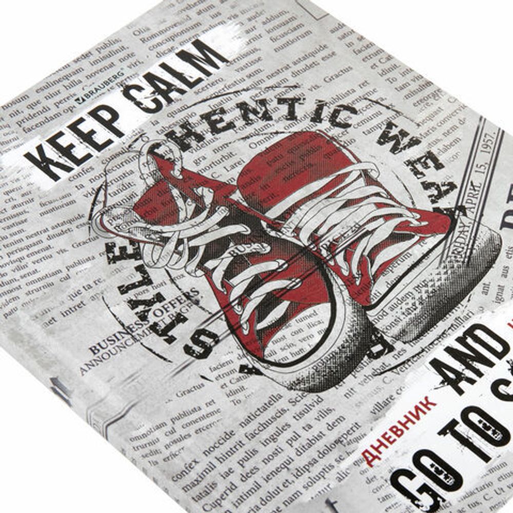 Дневник 1-11 класс 40 л., твердый, BRAUBERG, глянцевая ламинация, "Кеды", 106375