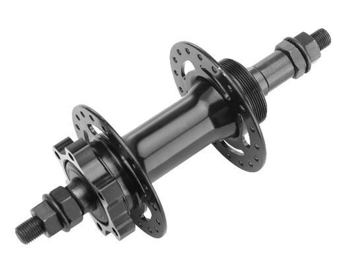 Втулка задняя MY-314RD, 36 спиц, под гайку, под трещетку, под диск на 6 болтов,O.L.D. 135 мм, ось 3/8х175мм, сталь/алюминий, черная (10216170/271121/0351997, Китай)