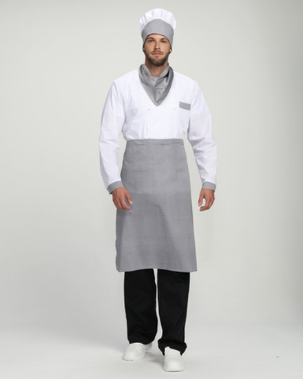 Костюм повара Шеф-2 (тк.ТиСи), белый/черный/принт-клетка (52-54; 170-176)