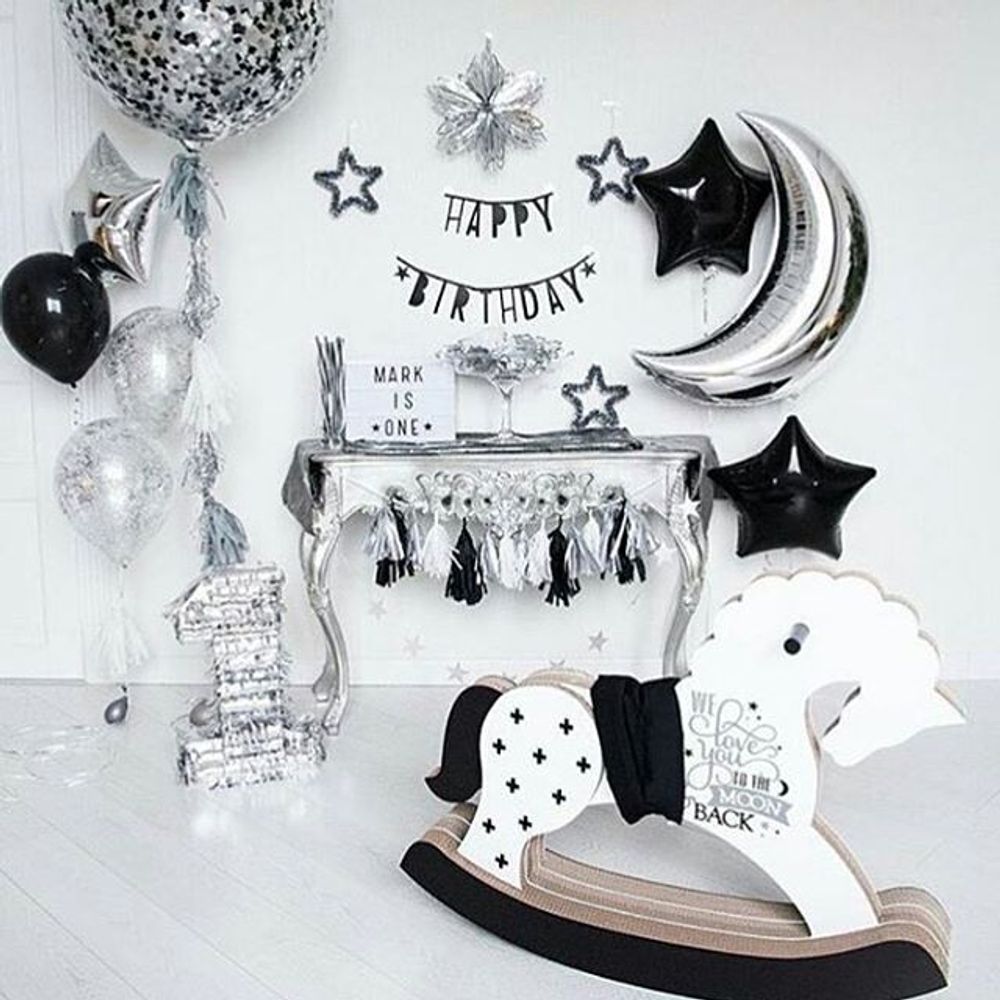 Шар (35"/89 см) Фигура, Полумесяц, Серебро 1 шт.