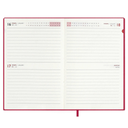 Ежедневник датированный 2026 ESCALADA, А6, 120 л., арт. 70316/ 20 БЕЙБИСКИН МАЛИНОВЫЙ (кожзам: 105x150 мм, мягкий переплёт, материал обложки: искусственная кожа "Бейбискин"; декор: тиснение фольгой; способ крепления блока: ниткошвейный; вн. блок: 120