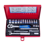 Набор торцевых головок с принадлежностями 1/4&quot;, двенадцатигранные, 4-13 мм, 19 предметов KING TONY 2021MR