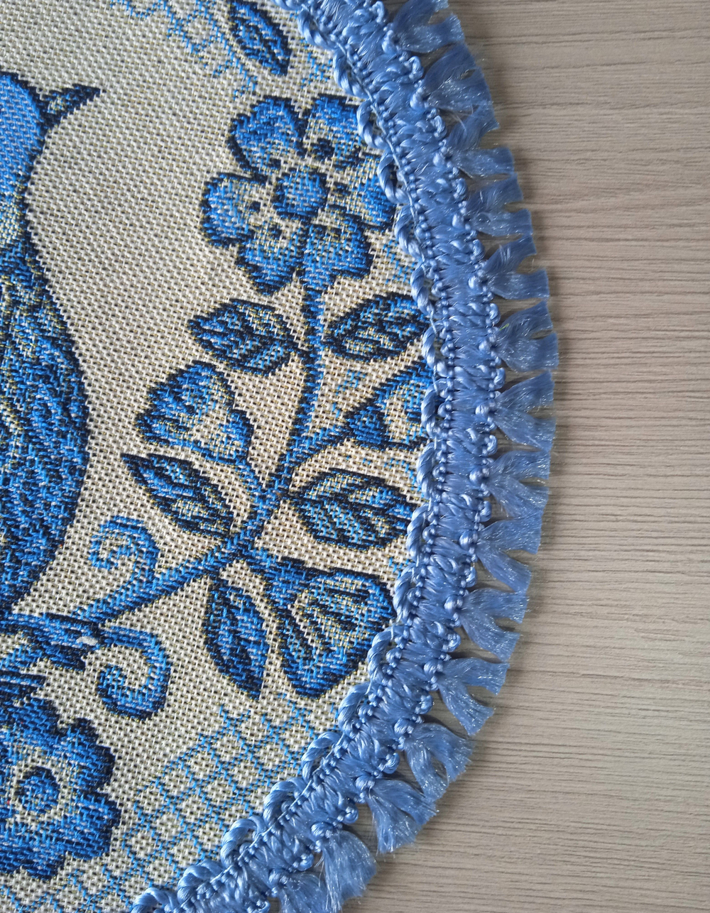 Набор гобеленовых салфеток Гжель птички D20 см 6 шт