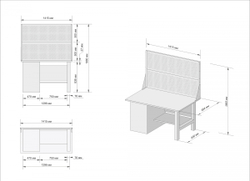 Верстак инструментальный GWT-V1400TL2 Great Wolf, тумба с дверью, 2 экрана, 1400x700