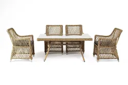 "Латте–140 L" обеденная группа плетеная, цвет соломенный