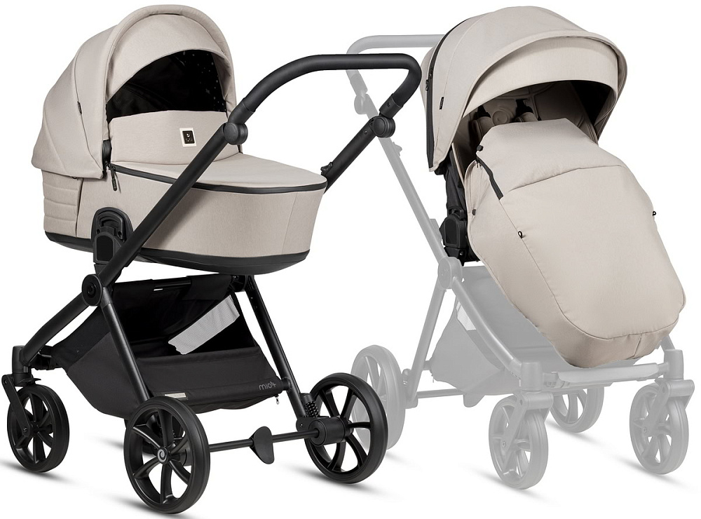 Детская коляска Tutis Mio 3 Plus Essential New 4 в 1 с автокреслом Beno Beige и базой 1622611 Moon Rock