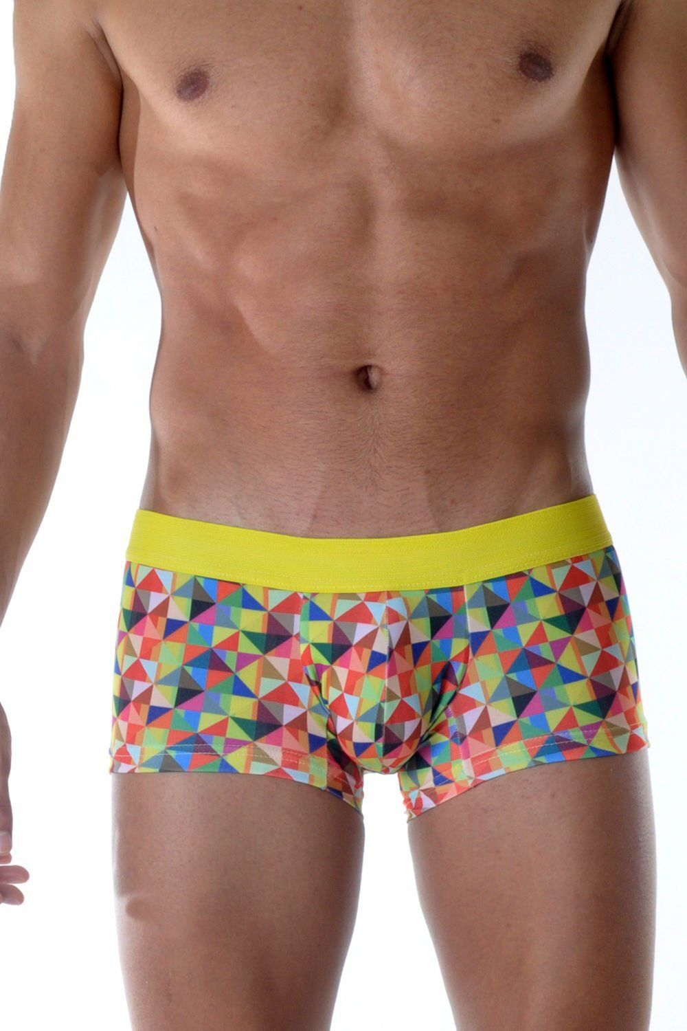 Яркие трусы-боксеры с геометрическим принтом и цветной резинкой (Размер: L) (Цвет: разноцветный)