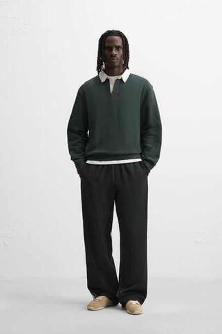 ZARA БРЮКИ ИЗ ВЫСОКОТЕХНОЛОГИЧНОЙ ТКАНИ С ЛАМПАСАМИ, ЧЕРНЫЙ