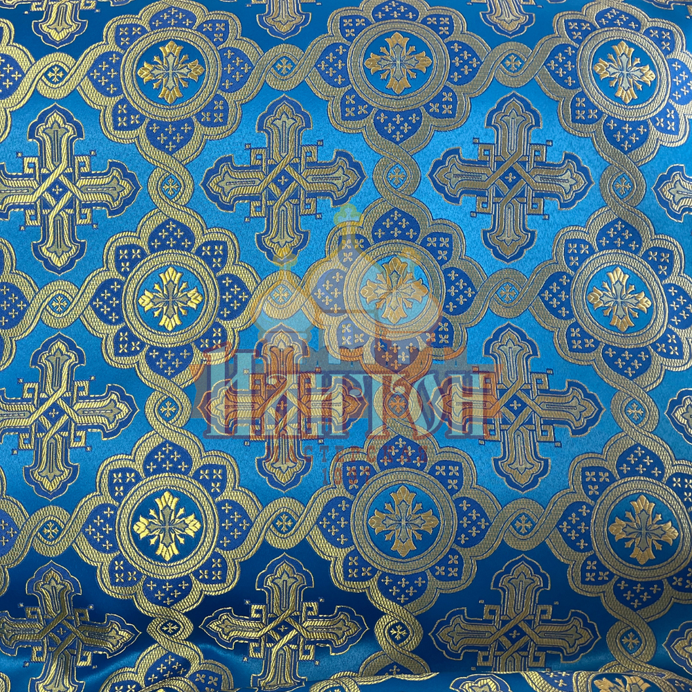 Шёлк "Киев" голубой с золотом