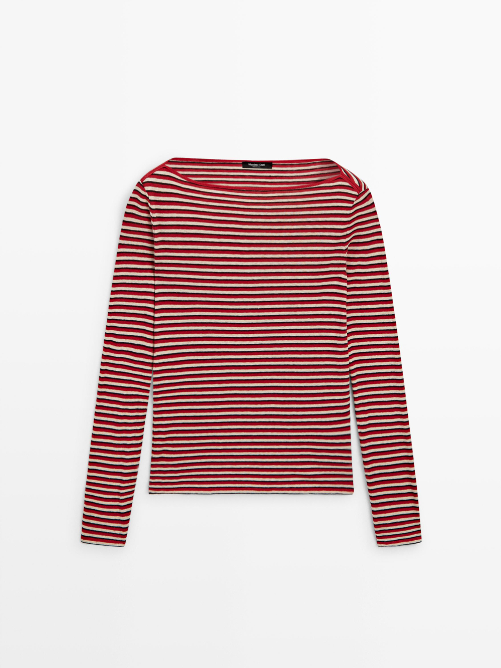 Massimo Dutti Футболка в полоску с длинными рукавами, красный