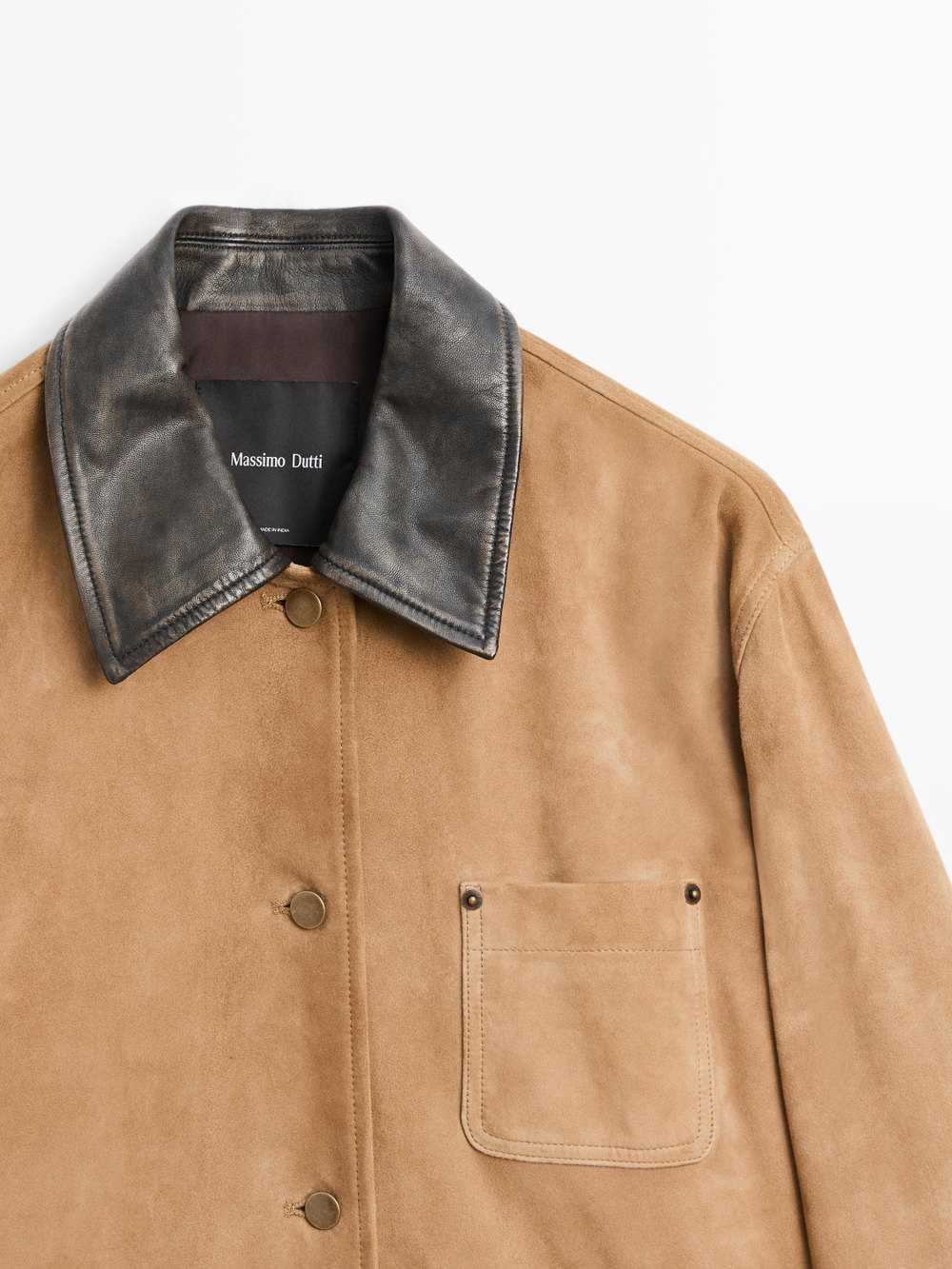 Massimo Dutti Замшевая куртка с воротником, светло-коричневый