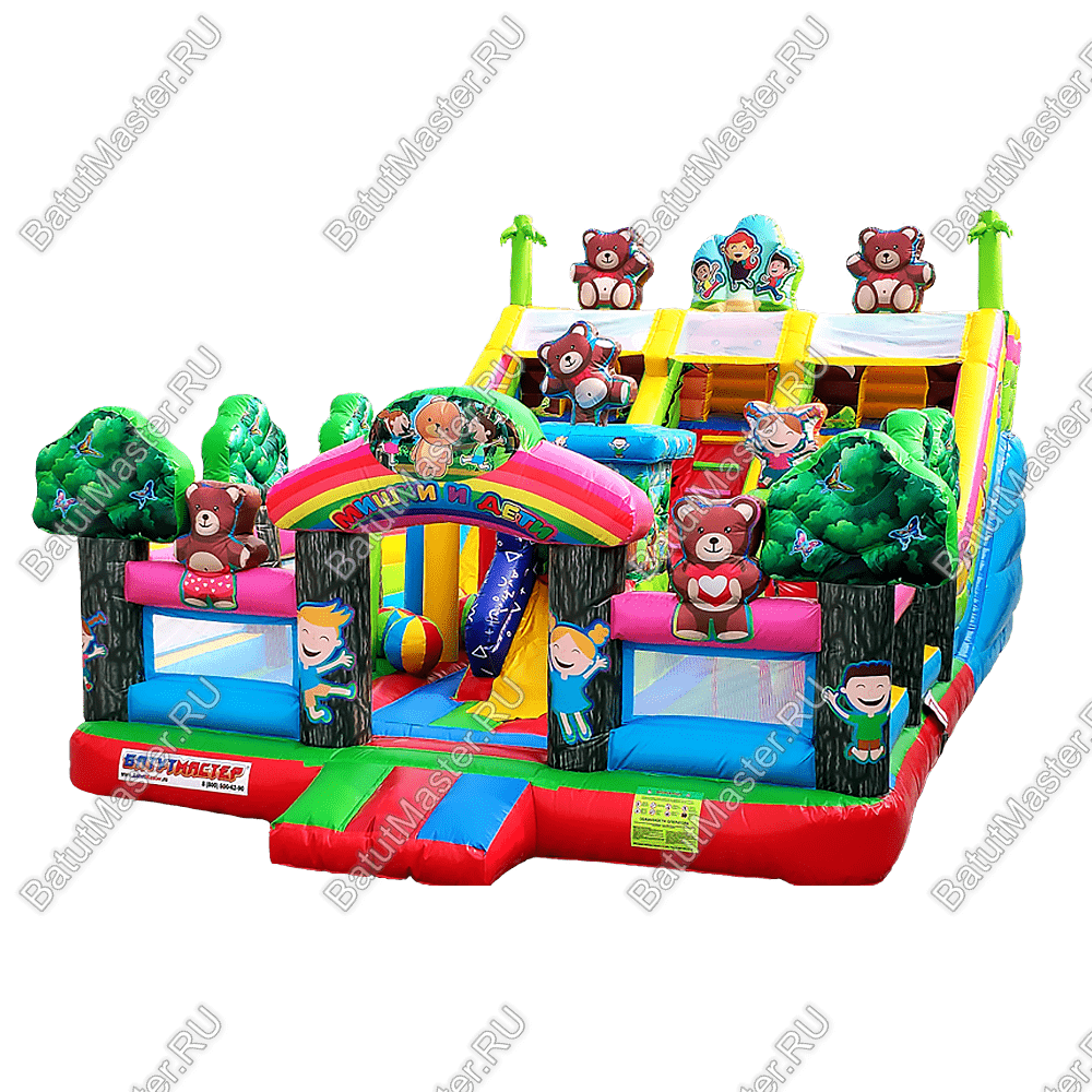 Коммерческий батут "Мишки и дети", размер 10*6*5 м