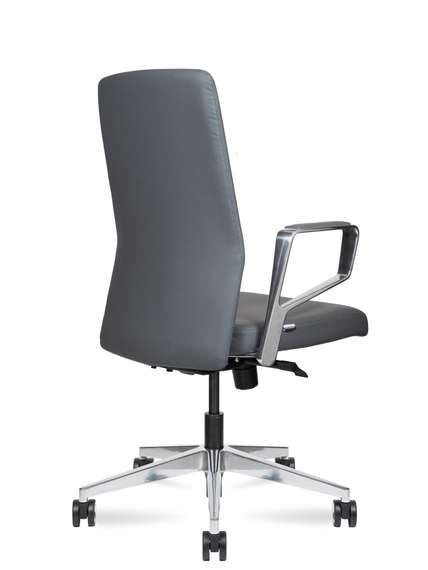 Кресло офисное West LB серая кожа алюминиевая база
