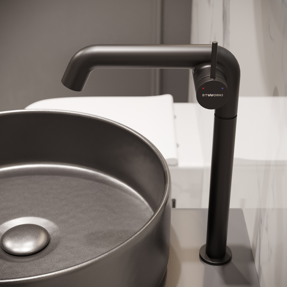 Смеситель для раковины STWORKI Лунд S25025BK матовый черный