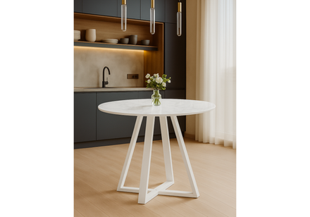 Стол стеклянный Woodville Норфолк 100 белый мрамор, белый