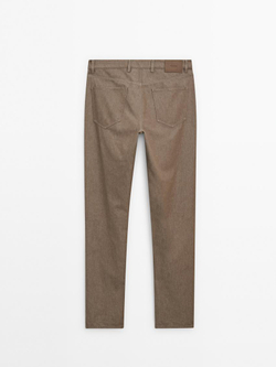 Massimo Dutti Зауженные джинсы из хлопковой джинсовой ткани, норка