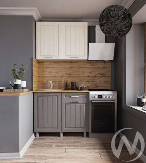 Кухня Лаура 1.0м (корпус белый/клен кремовый; клен серый) 26мм кастилло темный