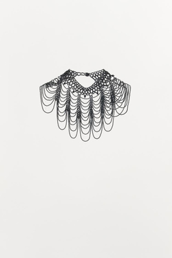 ZARA ОЖЕРЕЛЬЕ-КЕЙП ИЗ БУСИН LIMITED EDITION, ЧЕРНЫЙ