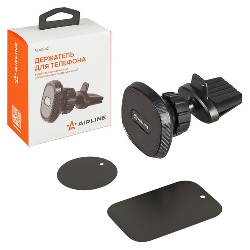 Держатель телефона на дефлектор, магнитный, обрезиненный (прямоугольный) (AIRLINE)