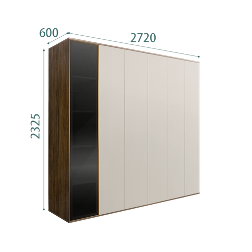 Шкаф 6-и дв. для платья и белья (1 дверь стекло)(левая/правая)