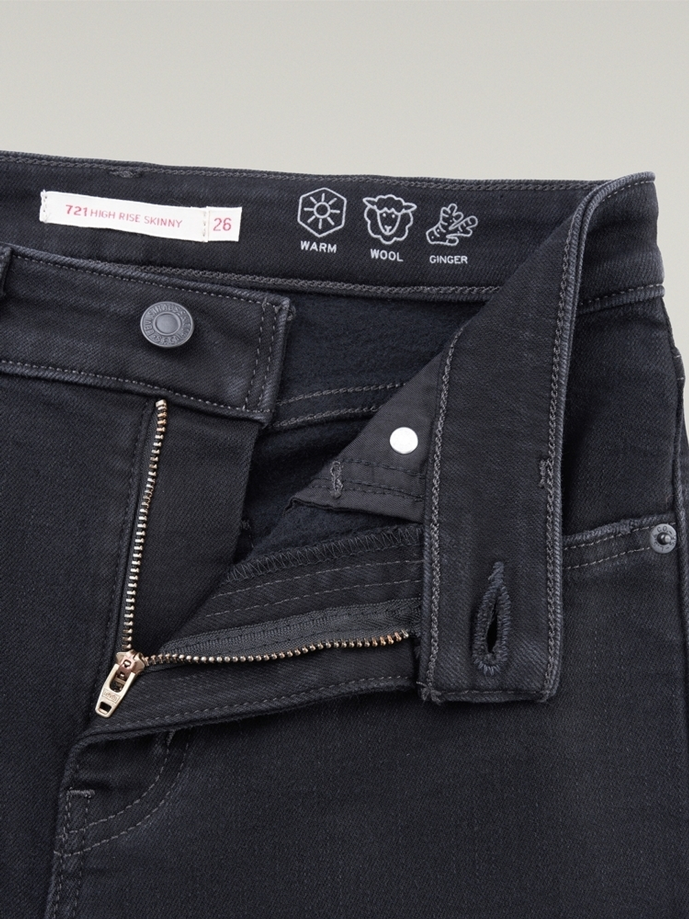 Женские облегающие джинсы с завышенной талией Levi's 721 High Rise Skinny 18882-0770, Утепленные