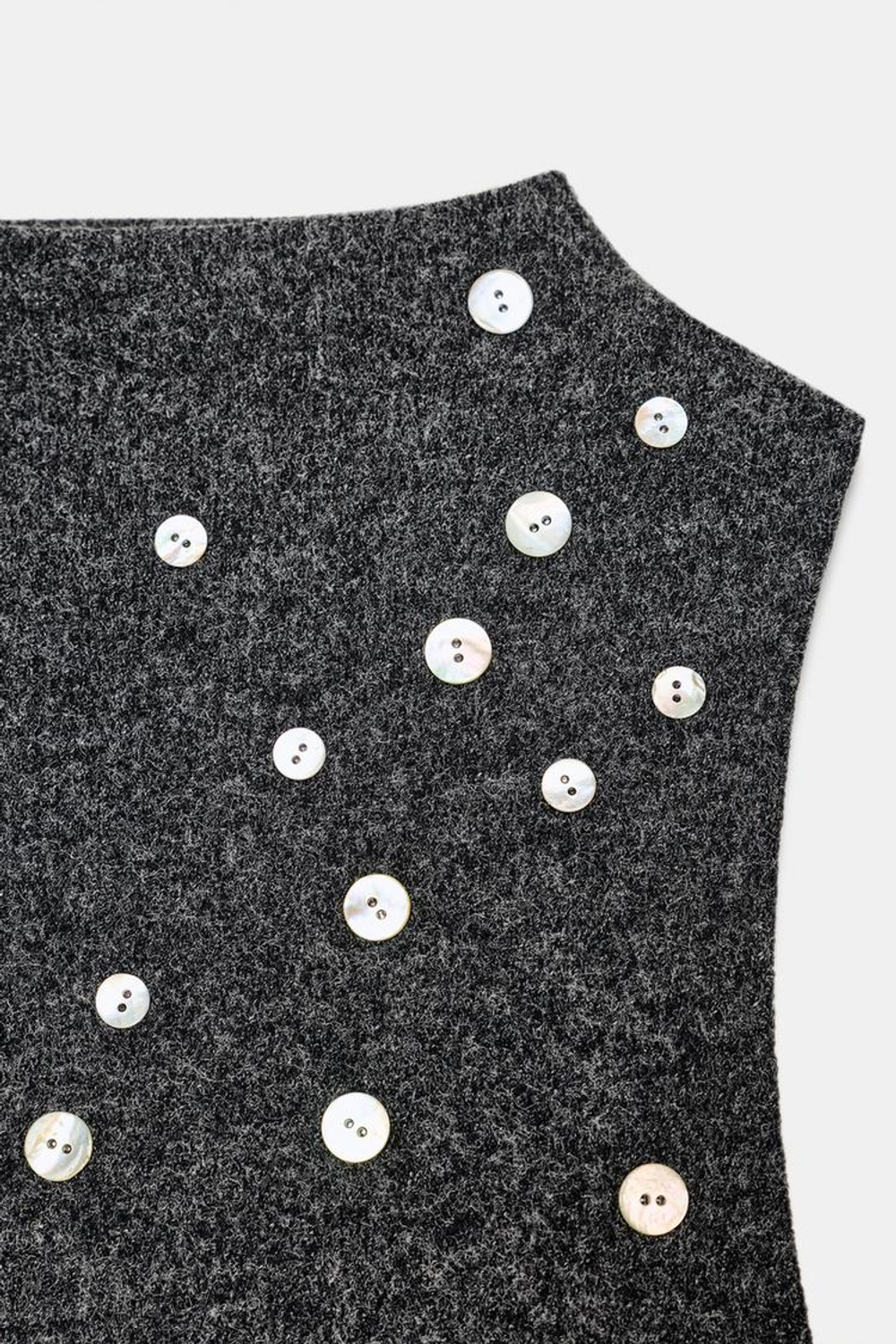 ZARA КОРОТКОЕ МЯГКОЕ ПЛАТЬЕ С ПУГОВИЦАМИ, АНТРАЦИТОВО-СЕРЫЙ