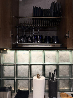 Стеклоблок волна графит окраска в массе Vitrablok 19x19x8