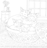 Days with Cats and Flowers. Coloring Book