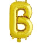 Фольгированный шар с клапаном (16''/41 см) Мини-буква, В, Золото, 1 шт. в упак.