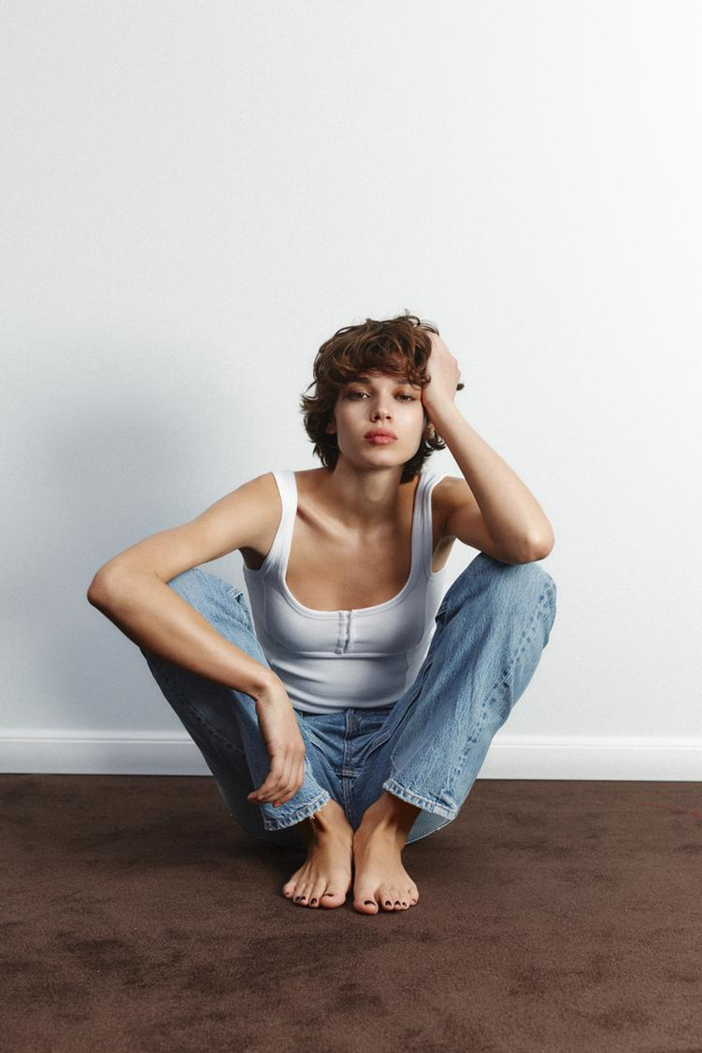 ZARA ТОП С РЕМЕШКАМИ, БЕЛЫЙ