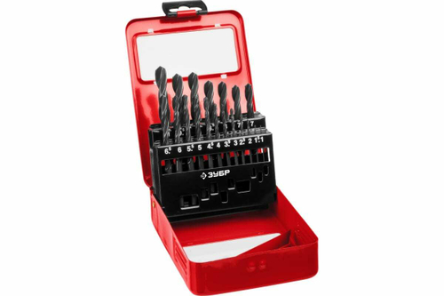 Набор сверл по металлу ЗУБР Мастер быстрорежущая сталь Р4М2, класс В, мет. бокс, 19 шт, 1-10 мм 29605-H19