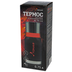 Термос 0.75л Тонар HS.TM-038 Питьевой Чёрный 2 крышки-кружки  (98°C &gt;6ч-81°С &gt;12ч-70°С &gt;24ч-56°С)