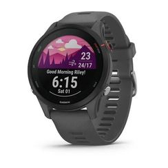 Garmin Forerunner 255 — спортивные умные часы с темно-серым ремешком