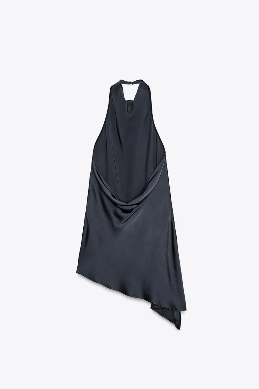 ZARA АТЛАСНЫЙ ТОП С ГОРЛОВИНОЙ ХАЛТЕР — ZW COLLECTION, НЕФТЯНОЙ