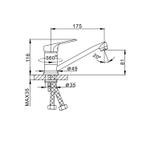 Смеситель для кухни 35к F4513 FRAP (плоский пов.излив, п/шпильку, хром, латунь)