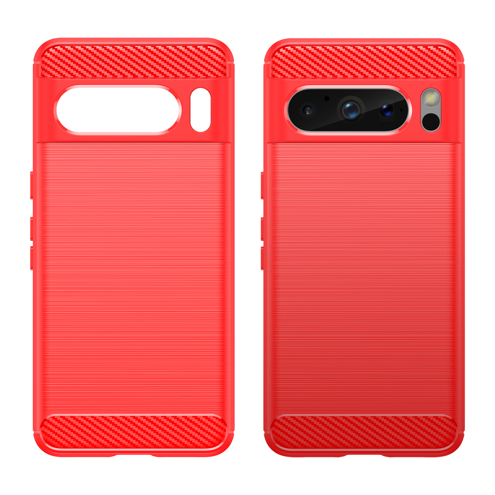 Мягкий чехол красного цвета для Google Pixel 8 Pro, серия Carbon (дизайн в стиле карбон) от Caseport