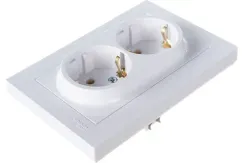 Розетка Systeme Electric ATLASDESIGN с заземлением двойная + рамка белая 35956