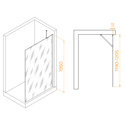 Душевая перегородка RGW WA-102Gb (Прозрачное, 1200)