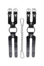 Черные кожаные наручники-браслеты из двух ремешков