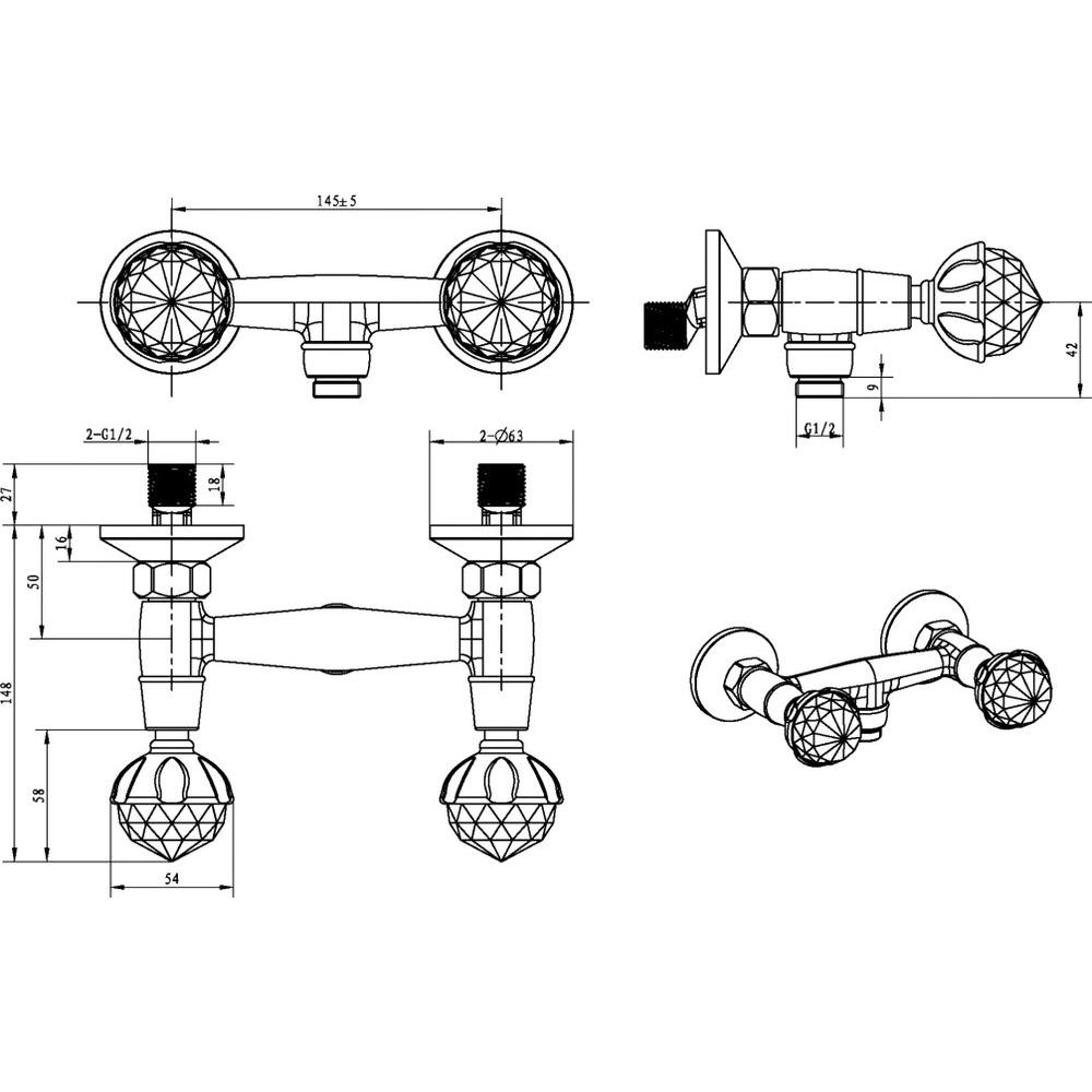 Смеситель для душа Boheme Brillante Presente 354