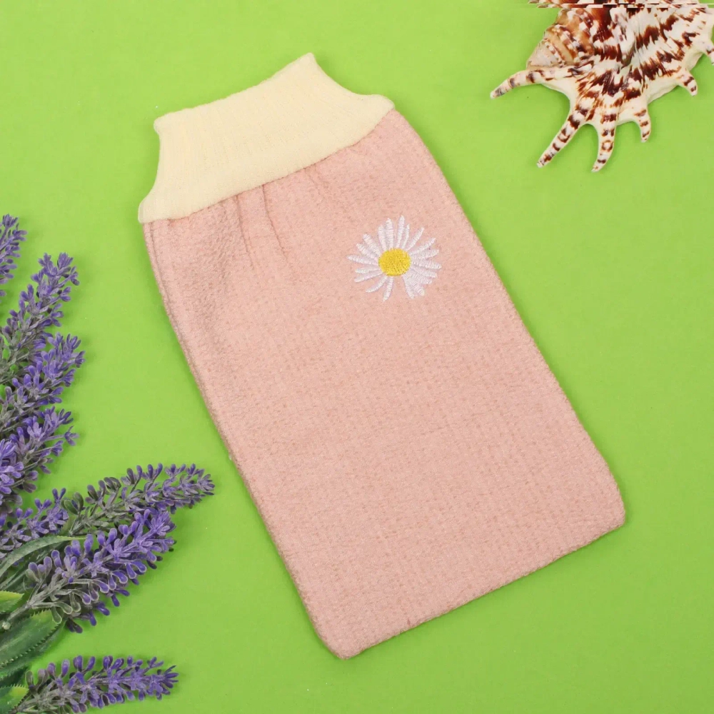 Мочалка - варежка массажная «Premium - RIKOTTO», цвет нежно-розовый, 24,5*15,5см (ZIPпакет)