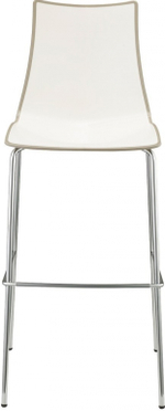 Стул барный пластиковый Scab Design Zebra Bicolore, хром, белый, тортора