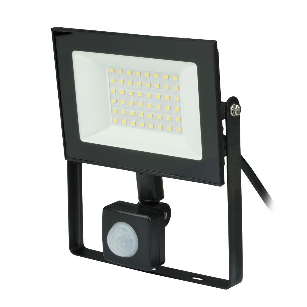 ULF-F62-50W-6500K SENSOR IP54 200-240В BLACK Прожектор светодиодный с датчиком движения и освещенности. Дневной свет 6500K. Корпус черный. TM Uniel