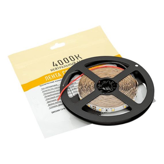 Светодиодная лента SWG 6,3W/m 60Led/m 2835SMD дневной белый 5M SWG260-12-6.3-NW-М 009459