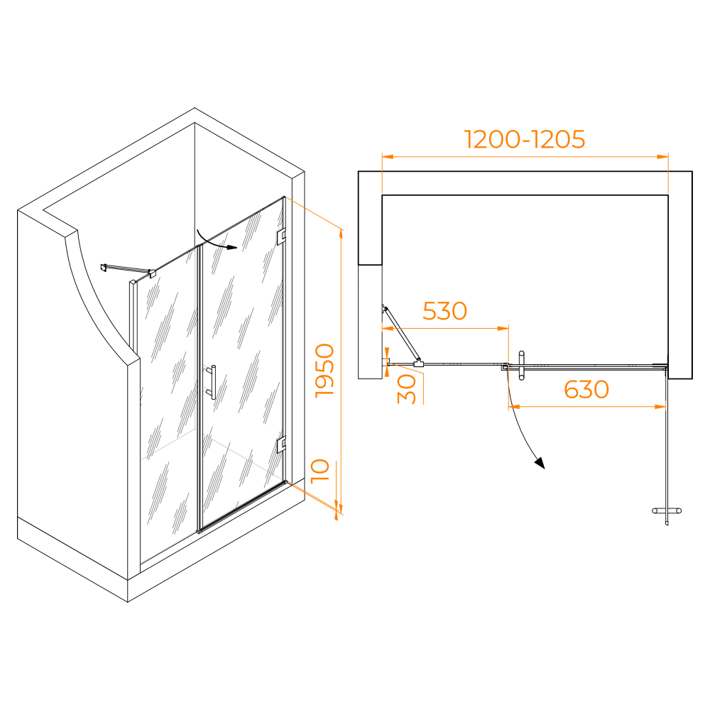 Душевая дверь RGW HO-012B (Прозрачное, 1200)