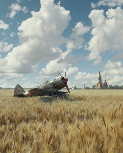 Самолет (тематика 9-е Мая) №2 - фон неопреновый