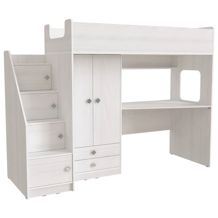 Кровать-чердак КарИВи Л-А606.3 75x175 Белое Дерево Белое Дерево