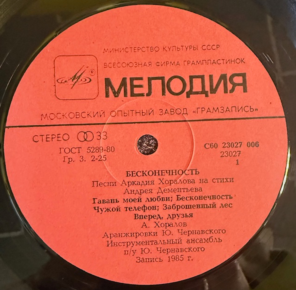 Виниловая пластинка Аркадий Хоралов - Бесконечность (Мелодия) LP